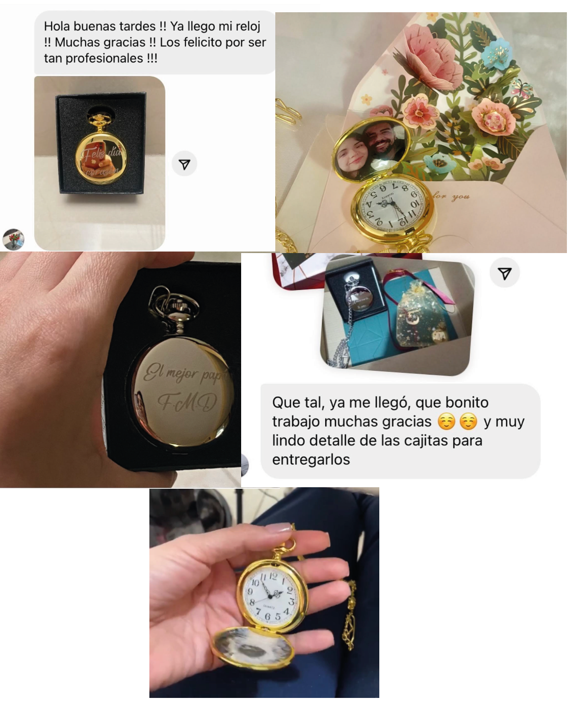 Reloj Relicario Personalizado con 1 foto y mensaje