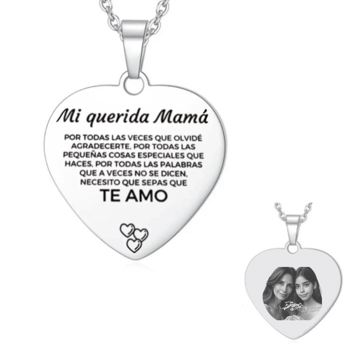 Collar con mensaje especial del día de las madres y foto personalizada