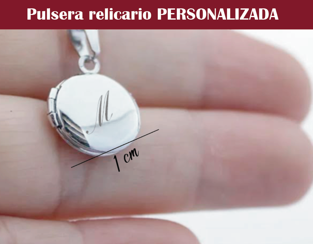 PULSERA Relicario de Perlas con INICIAL Y tus fotos