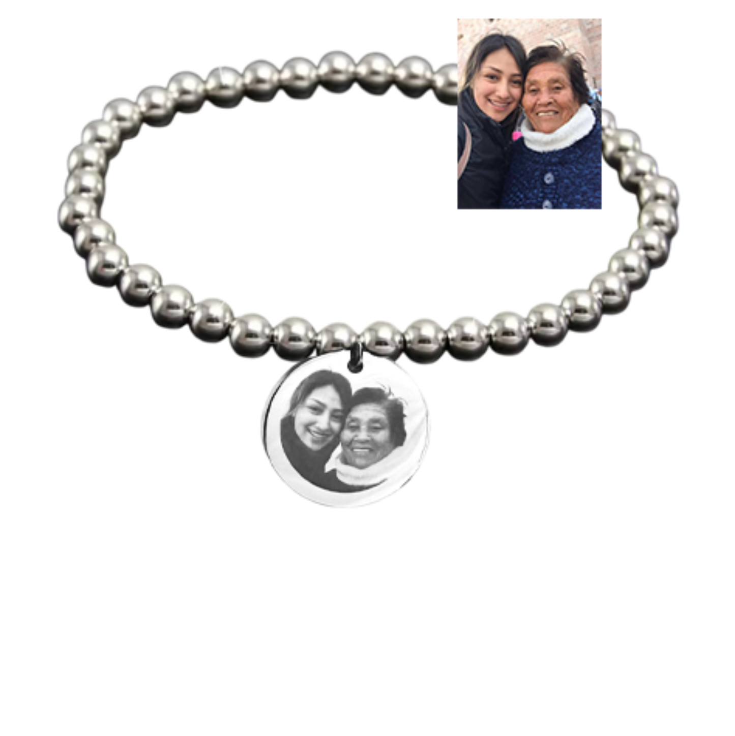 Pulsera cuentas redondas con fotograbado
