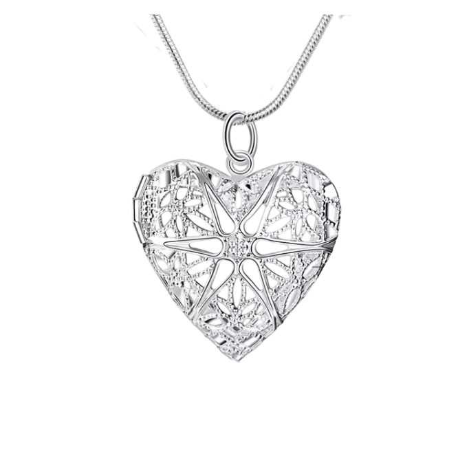 ¡Nuevo Producto! Relicario en forma de corazón con diseño y 1 foto (Plata)