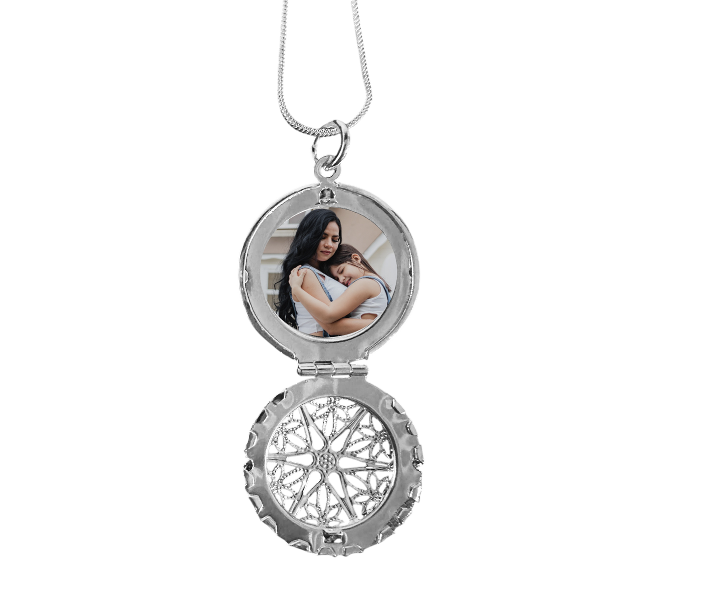 ¡Nuevo Producto! Relicario circular con diseño 1 foto (Plata)