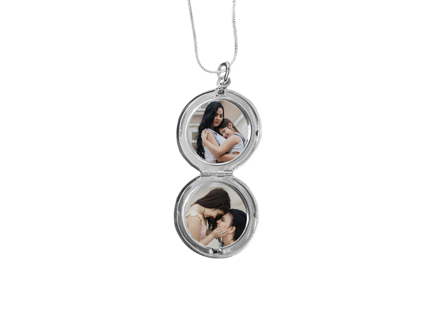 ¡Nuevo producto! Collar Relicario circular con NOMBRE y tus fotos (L plata)