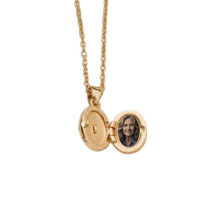 Collar relicario ovalado con flor