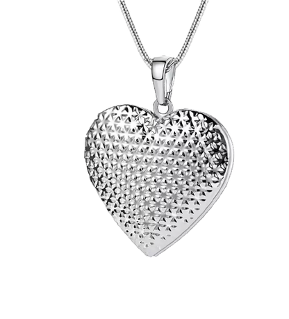 ¡Nuevo Producto! Relicario en forma de corazón grande con diseño y 2 fotos (L Plata)
