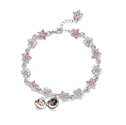 PULSERA de flores Relicario con INICIAL  y tus fotos (DIJE PEQUEÑO)