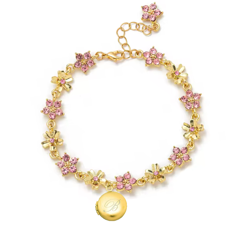 PULSERA de flores Relicario con INICIAL  y tus fotos (DIJE PEQUEÑO)
