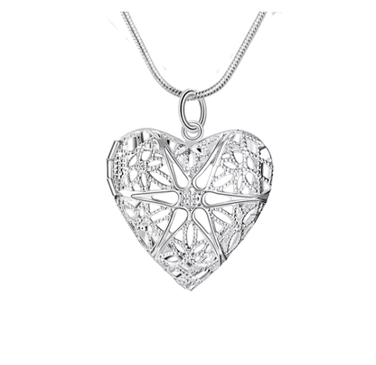 ¡Nuevo Producto! Relicario en forma de corazón con diseño y 1 foto (Plata)