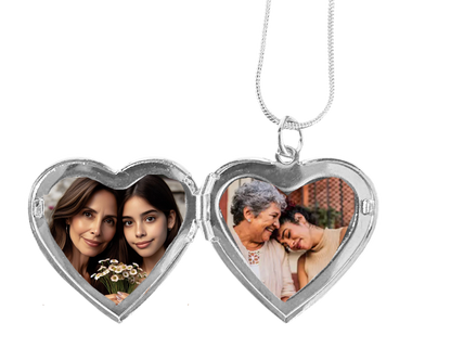 ¡Nuevo Producto! Relicario en forma de corazón grande con diseño y 2 fotos (L Plata)